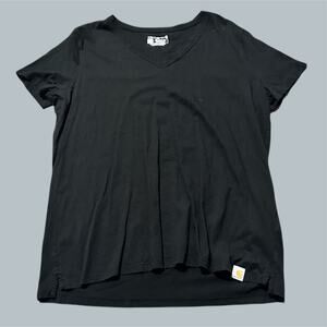 Carhartt Women's Short Sleeve Top T Shirt Black V Neck large relaxed fit